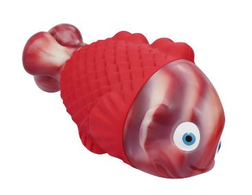 Moulded latex squeaky fish toy shown against a plain background